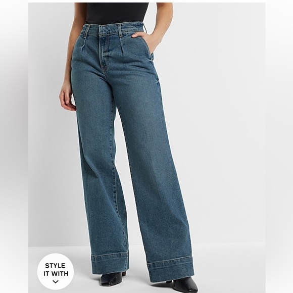 NWT Express Wide Leg High Waist Jeans sz 4 short - Picture 6 of 14